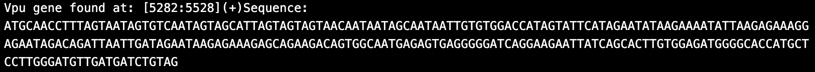 Figure 12. HIV-1 Vpu and Vpx content sample 3