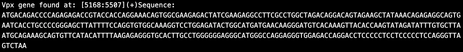 Figure 13. HIV-2 Vpu and Vpx content sample 2