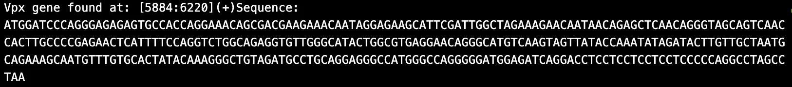 Figure 14. HIV-2 Vpu and Vpx content sample 3