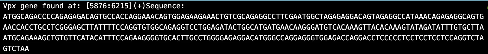 Figure 15. HIV-2 Vpu and Vpx content sample 4