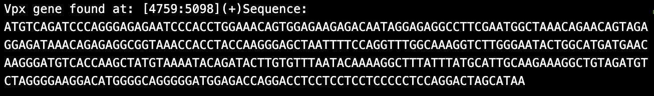 Figure 16. SIV Vpu and Vpx content sample 1