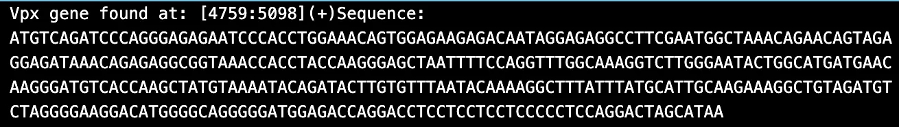 Figure 18. SIV Vpu and Vpx content sample 3