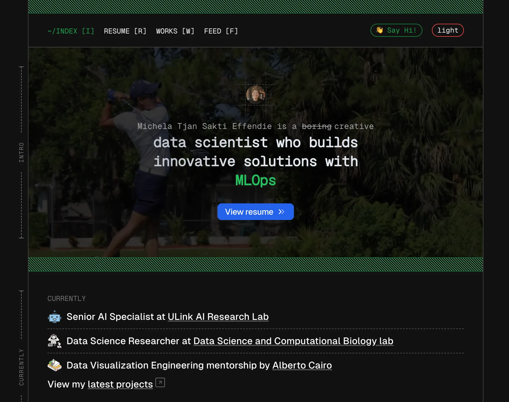 Michela Effendie Website homepage